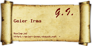 Geier Irma névjegykártya